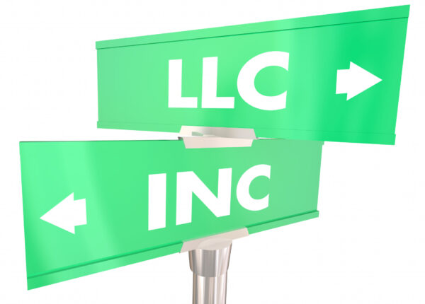 LLC Vs Incorporation Company Business Models 2 Two Way Road Signs 3d Illustration